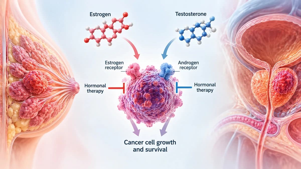 Como a terapia hormonal atua contra o câncer de mama e de próstata